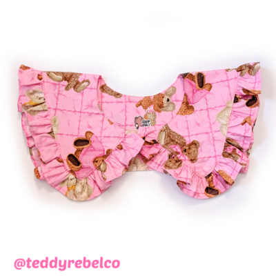 Pink teddy print peter pan collar