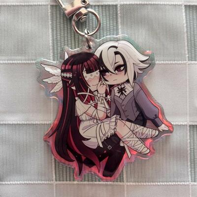 Arlecchino and columbina 2.5" rainbow acrylic charm