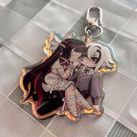 Arlecchino and Columbina 2.5" Rainbow Acrylic Charm - Thumbnail 1