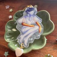 Moon Phos 9cm / 3.5" Pearlescent Acrylic Keychain With Translucent Holographic Foil - Thumbnail 1