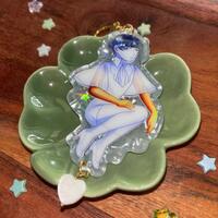 Moon Phos 9cm / 3.5" Pearlescent Acrylic Keychain With Translucent Holographic Foil - Thumbnail 2