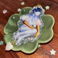 Moon Phos 9cm / 3.5" Pearlescent Acrylic Keychain With Translucent Holographic Foil - Thumbnail 3