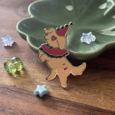 Red Clown Doggy 1.75" Enamel Pin