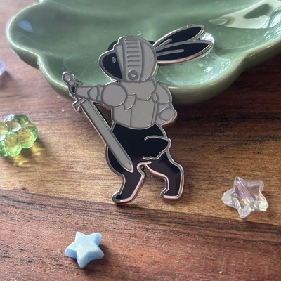 Knight bunny 1.75" enamel pin