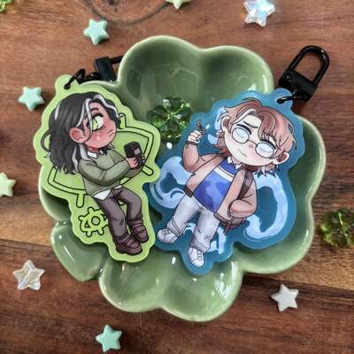 Jon and martin glow in the dark 2.5" acrylic charm