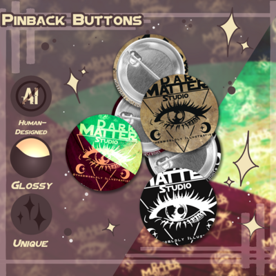 Dark matter studio: logo design | pinback buttons
