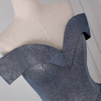 Blue Silver Glitter Off-the-Shoulder Prom Evening Dress - Thumbnail 2
