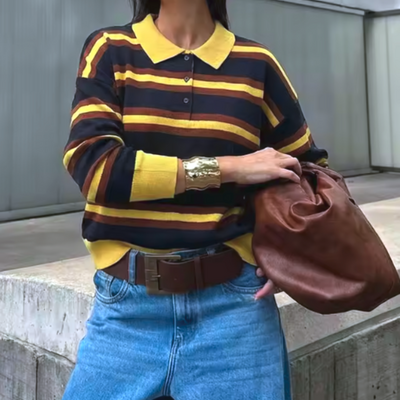 Retro harvest polo sweater 