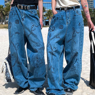 Doodle chaos baggy jeans