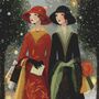 Art Deco Christmas Ladies 2 Cross Stitch Pattern-1