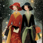 Art Deco Christmas Ladies 2 Cross Stitch Pattern-2