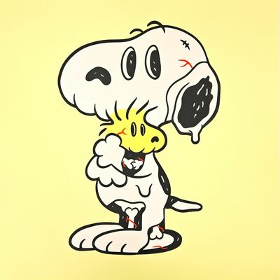 Oversize screen print by cote escriva "melted friends (2019)" 