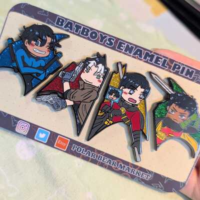 Batboys bat symbol enamel pins