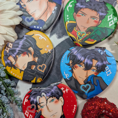 Batfam heart-shaped pocket mirrors