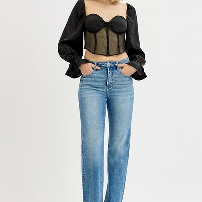 Risen high rise wide leg jean