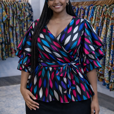 Royal rhythm wrap shirt set