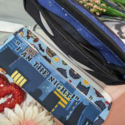 Batfam vs rogues or batdad & robins pencil case makeup bag pouch
