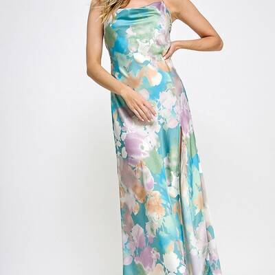 Floral satin dress