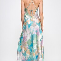 Floral Satin Dress - Thumbnail 3