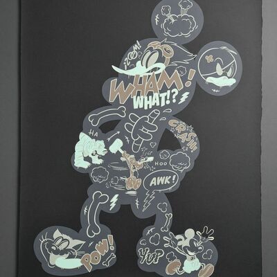 Oversize screen print by cote escriva "creepy mickey-glow in the dark (2022)"