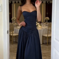 Elegant Spaghetti Straps Chiffon Pink Long Prom Dresses Formal Evening Dresses - Thumbnail 1