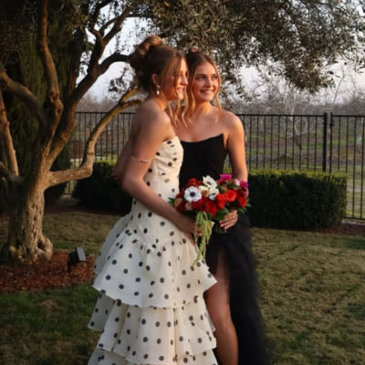 Sweetheart black polka dots chiffon prom dresses with pleated and ruffles