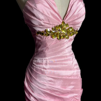 Strapless Pink Fitted Waist Tiered Skirt Party Dress - Thumbnail 1
