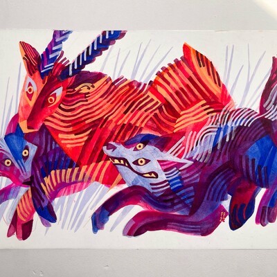 "chase" original painting