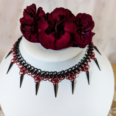Chainmail choker with spikes