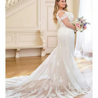 Hot african nigeria mermaid wedding dresses beaded tiered ruffles court train custom plus size formal bridal gowns，2000