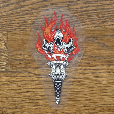 Skull torch - sticker (large) (clear)