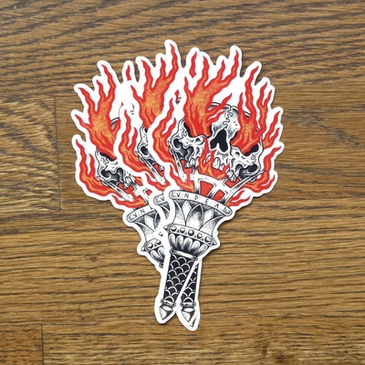 Skull torch - sticker (large) (clear)