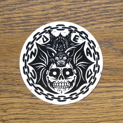 Chained bat crest- sreenprinted vinyl sticker