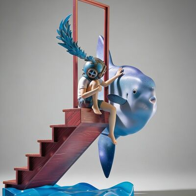 Arttoy by sanktoys "lost in life: life is elsewhere blue"
