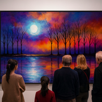 Moonlit Spectrum Forest Reflections Art Print - Thumbnail 4