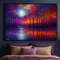 Moonlit Spectrum Forest Reflections Art Print - Thumbnail 2