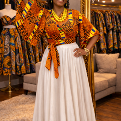 Sunset kente crop top - Thumbnail 4