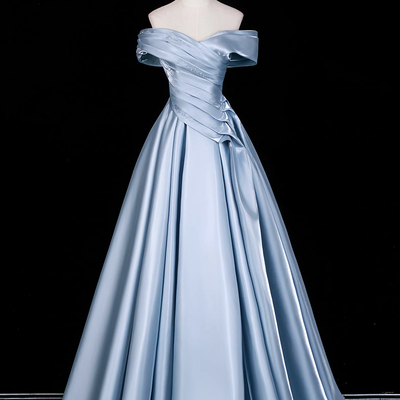 Elegant a-line satin long prom party dress