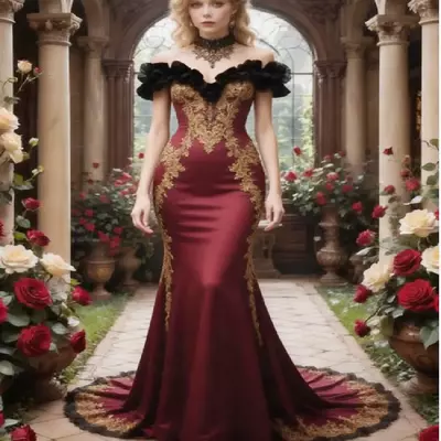 Dracula style vampire gothic evening dress red with black medieval prom dress lace vintage mermaid formal occasion dress 