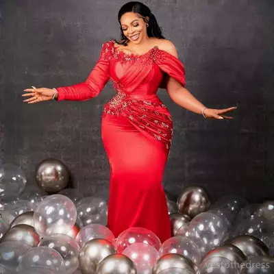 Plus size aso ebi prom black women mermaid illusion promdress formal dress for special ocns feathered beaded birthday dresses