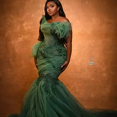 Sage africa aso ebi mermaid prom dress lacefull beaded crystals florals promdress evening formal party second reception dress