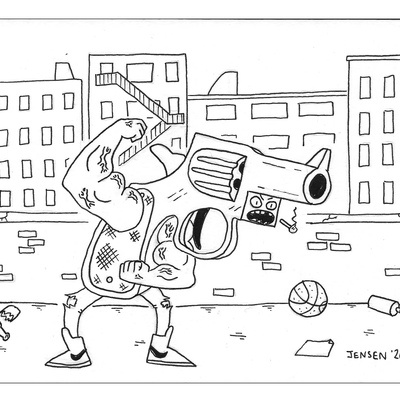 Jacked gunman original illustration