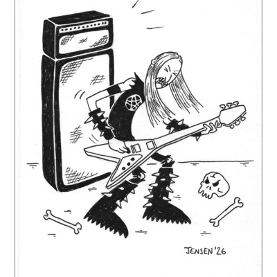 ‘black metal guitar player’ original illustration