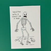 ‘Skeleton With A Ghost For A Head’ Original Illustration - Thumbnail 1