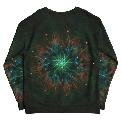 Neon starburst fractal  glowing green and electric design unisex sweatshirt