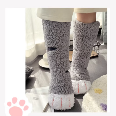 Cozy cat paw floor socks