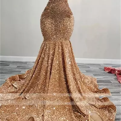 Prom dresses gold: elegant o-neck beaded evening gown for special occasions - gold party dress