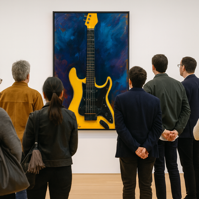 Yellow electric guitar abstract wall art print