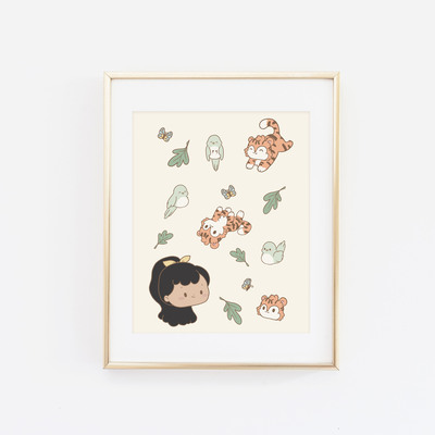 Sunny and her parakeet friend print