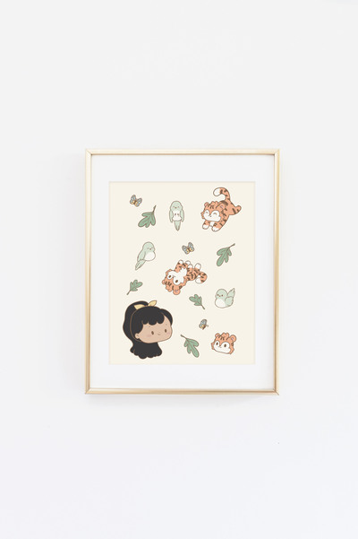 Sunny and her Parakeet Friend Print